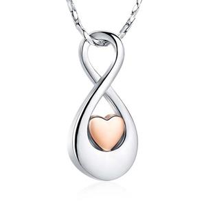 Urnwebshop RVS Assieraad Infinity Hartje Rozegoud, inclusief Slangencollier