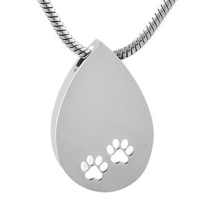 Urnwebshop RVS Assieraad Traan Pootafdrukjes Zilver, inclusief Collier