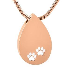 Urnwebshop RVS Assieraad Traan Pootafdrukjes Rozegoud, inclusief Collier