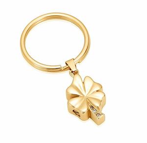Urnwebshop As-sleutelhanger Dieren Klaver-Zirkonia Goud