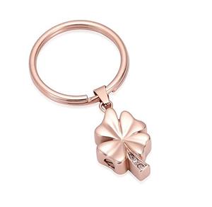 Urnwebshop As-sleutelhanger Dieren Klaver-Zirkonia Rozegoud
