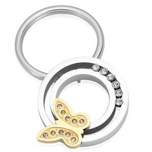 Urnwebshop As-sleutelhanger Dieren Cirkel, Zirkonia en Vlinder, Zilver