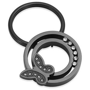 Urnwebshop As-sleutelhanger Dieren Cirkel, Zirkonia en Vlinder Inktzwart