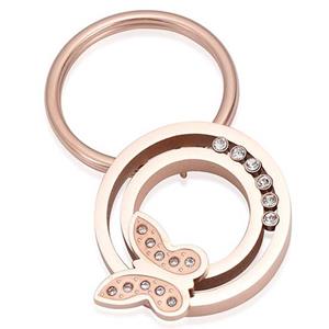 Urnwebshop As-sleutelhanger Dieren Cirkel, Zirkonia en Vlinder Rozegoud