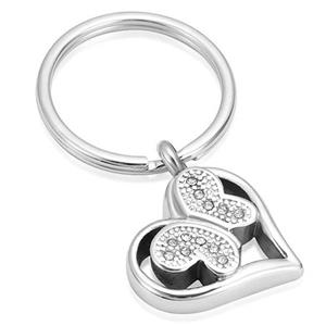Urnwebshop As-sleutelhanger Dieren Zirkonia Vlinder in Hartje, Zilver