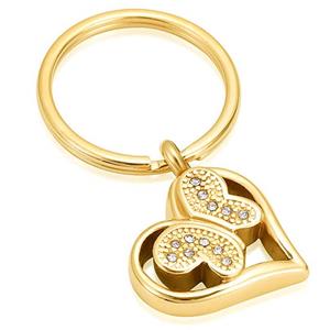 Urnwebshop As-sleutelhanger Dieren Zirkonia Vlinder in Hartje Goud