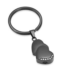 Urnwebshop As-sleutelhanger Dieren Hartjes-Zirkonia Inktzwart