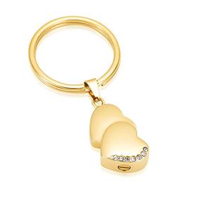 Urnwebshop As-sleutelhanger Dieren Hartjes-Zirkonia Goud