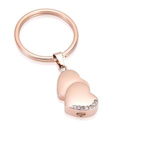 Urnwebshop As-sleutelhanger Dieren Hartjes-Zirkonia Rozegoud