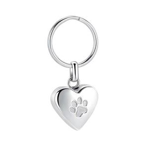 Urnwebshop Sleutelhanger met Asbestemming Hartje Pootafdruk Zilver