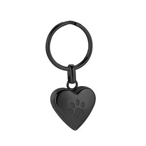 Urnwebshop Sleutelhanger met Asbestemming Hartje Pootafdruk Inktzwart