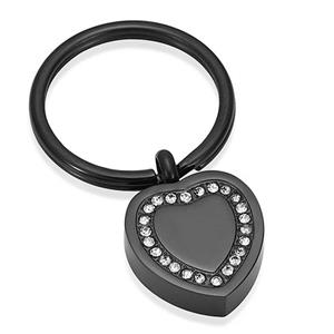 Urnwebshop As-sleutelhanger Dieren Hart-Zirkonia Inktzwart