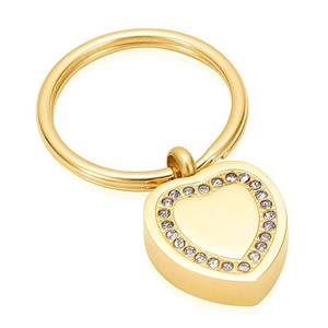 Urnwebshop As-sleutelhanger Dieren Hart-Zirkonia Goud