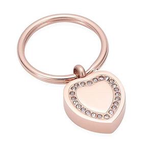 Urnwebshop As-sleutelhanger Dieren Hart-Zirkonia Rozegoud