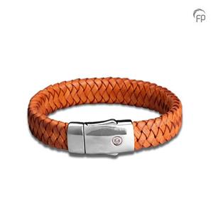 Urnwebshop Lichtbruine Leren Embrace Armband, Zilveren Asruimte