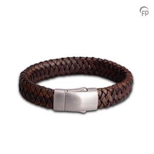 Urnwebshop Donkerbruine Leren Embrace Armband, Matzilver Asruimte