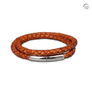 Urnwebshop Lichtbruine Leren Embrace As-Armband, Zilveren Asruimte