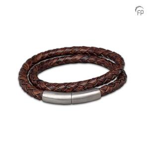 Urnwebshop Donkerbruine Leren Embrace As-Armband, Matzilver Asruimte