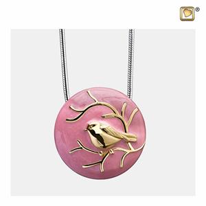 Urnwebshop Verguld Zilveren Roze Ashanger Musje, inclusief Collier