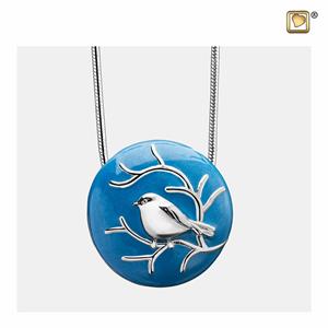 Urnwebshop Zilveren Blauwe Ashanger Musje, inclusief Collier