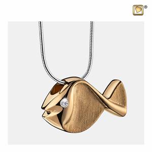 Urnwebshop IJsmat Vergulde Ashanger Vis Zirkonia, met Collier