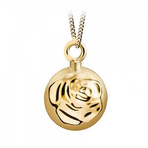 Urnwebshop Gouden Ashanger Rond en Bol met Roos