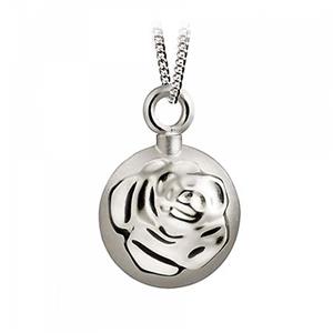 Urnwebshop Zilveren Ashanger Rond en Bol met Roos