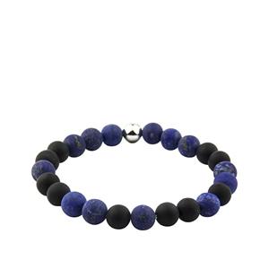 Urnwebshop Lapis Lazuli en Zwart Agaat Rek-Armbandje, Zilver Asreservoir