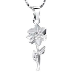 Urnwebshop RVS Ashanger Zonnebloem Zilver, inclusief Slangencollier