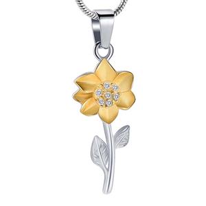 Urnwebshop RVS Ashanger Zonnebloem Goud, inclusief Slangencollier