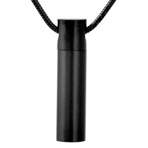 Urnwebshop Assieraad Rond Buisje Inktzwart, inclusief Zwart Collier