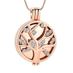 Urnwebshop Assieraad Levensboom Zirkonia Rozegoud, inclusief Slangencollier