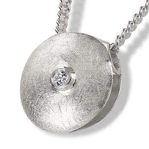 Urnwebshop Ronde Zilveren Ashanger Zirkonia inclusief Collier