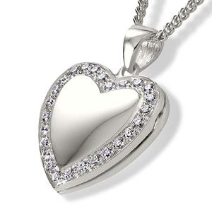 Urnwebshop Zilveren Hartmedaillon voor Foto en As inclusief Collier