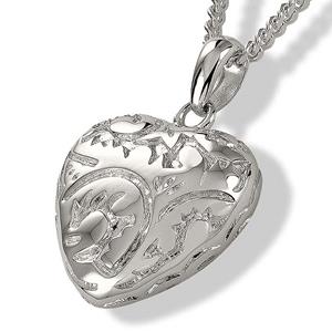 Urnwebshop Zilveren Ashanger Barock Stijl Hart inclusief Collier