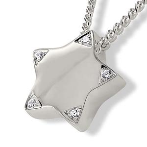 Urnwebshop Zilveren Ashanger Ster met 5 Zirkonia inclusief Collier