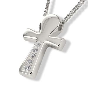 Urnwebshop Zilveren Ashanger Ankh met 5 Zirkonia inclusief Collier