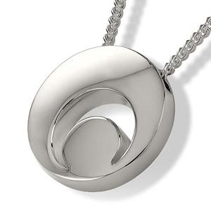 Urnwebshop Zilveren Ronde Ashanger Halve Maan, inclusief Collier