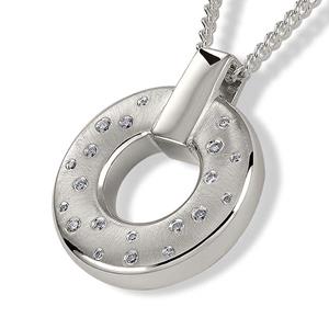 Urnwebshop Zilveren Ronde Ashanger Zirkonia's, inclusief Collier