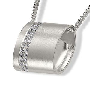 Urnwebshop Zilveren Rechthoekige Ashanger met Zirkonia, inclusief Collier