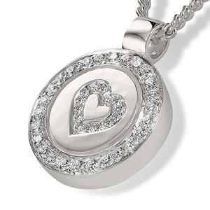 Urnwebshop Zilveren Ashanger Zirkonia Ring en Hart, inclusief Collier