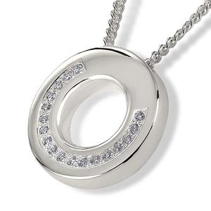 Urnwebshop Zilveren Ronde Ashanger Zirkonia Boog, inclusief Collier