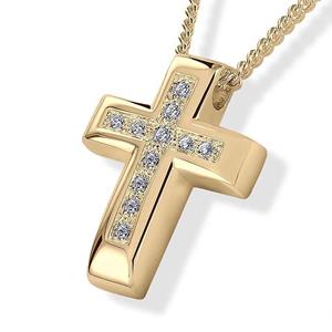 Urnwebshop Gouden Ashanger Kruis met 11 Briljanten inclusief Collier