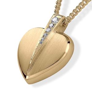 Urnwebshop Gouden Ashanger Hartje met Briljant en Collier