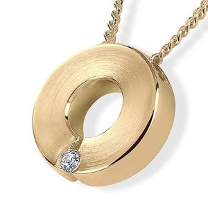 Urnwebshop Gouden Ronde Duo Ashanger met Briljant en Collier