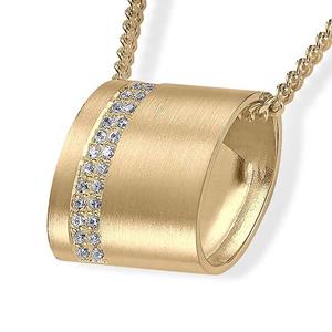 Urnwebshop Gouden Rechthoekige Ashanger met Briljanten en Collier