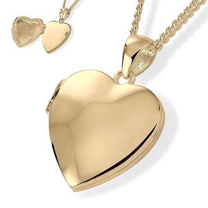 Urnwebshop Gouden Hartmedaillon voor Foto en As inclusief Collier