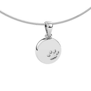 Urnwebshop Ashanger rond bakje met Pootafdruk Zilver