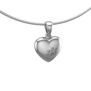 Urnwebshop Ashanger Hartje met Pootafdruk Zilver