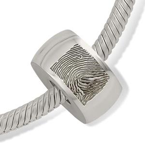 Urnwebshop Zilveren Vingerafdruk Memorial Asbead 2 Bol Rond 